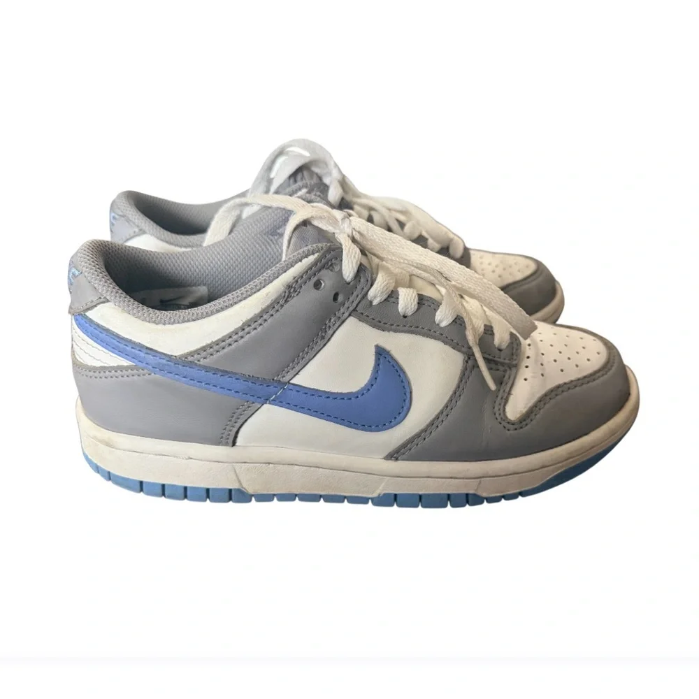 Nike Dunk Low White and Blue “Cement Royal” Athletic Shoes-Size 5Y